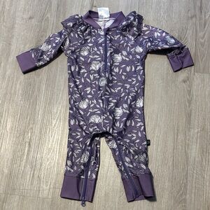 Purple Floral Kids Swim Rashguard